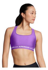 Biustonosz treningowy damski Under Armour Crossback Mid Bra - fioletowy. Kolor: fioletowy. Materiał: materiał, syntetyk. Sport: fitness