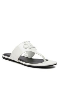 Calvin Klein Jeans Japonki Flat Sandal Slide Toepost Mg Met YW0YW01342 Biały. Kolor: biały. Materiał: skóra