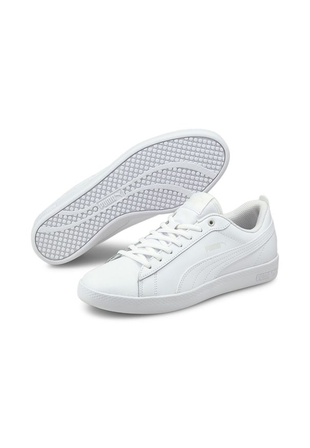 Puma - Damskie buty sportowe Smash v2 Leather PUMA White. Kolor: biały