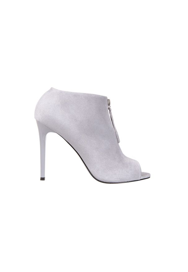 Botki Bayla-056 2074-678 Szary, Skóra naturalna - 40. Nosek buta: otwarty. Zapięcie: zamek. Kolor: szary. Materiał: zamsz. Szerokość cholewki: normalna