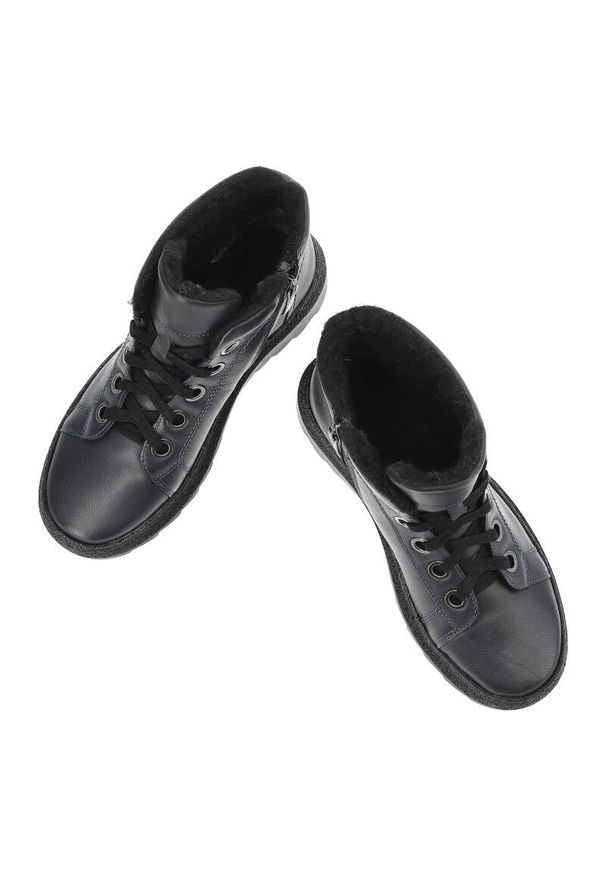 Granatowe Trzewiki Armodo Ocieplane Buty Damskie. Zapięcie: sznurówki. Kolor: niebieski. Materiał: jeans, materiał, futro, skóra. Sezon: zima. Styl: elegancki, klasyczny