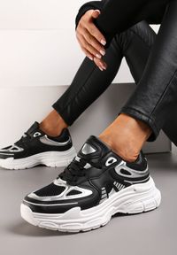 Renee - Czarne Sneakersy z Siateczkowymi i Metalicznymi Wstawkami Telarisa. Kolor: czarny #3