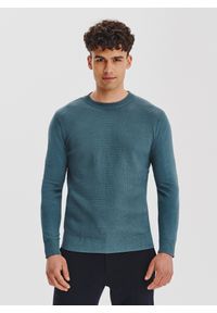 Pako Lorente - PAKO LORENTE - Turkusowy sweter męski. Kolor: turkusowy, brązowy. Materiał: poliamid, bawełna. Sezon: jesień #1