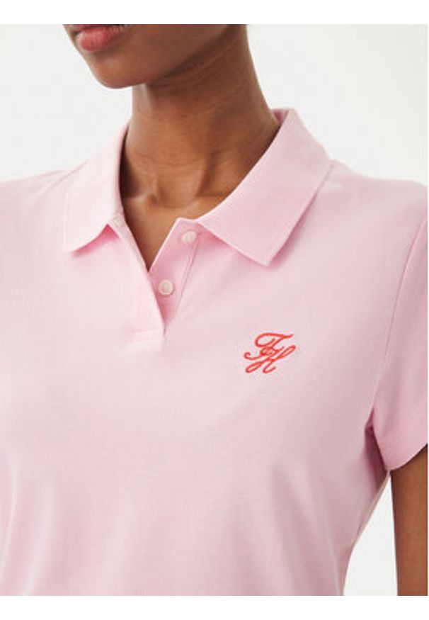 TOMMY HILFIGER - Tommy Hilfiger Polo 1985 Logo WW0WW49259 Różowy jasny Slim Fit. Typ kołnierza: polo. Kolor: różowy. Materiał: bawełna