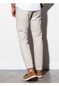 Ombre Clothing - Spodnie męskie chino P894 - jasnobeżowe - L. Kolor: beżowy. Materiał: bawełna, elastan #4