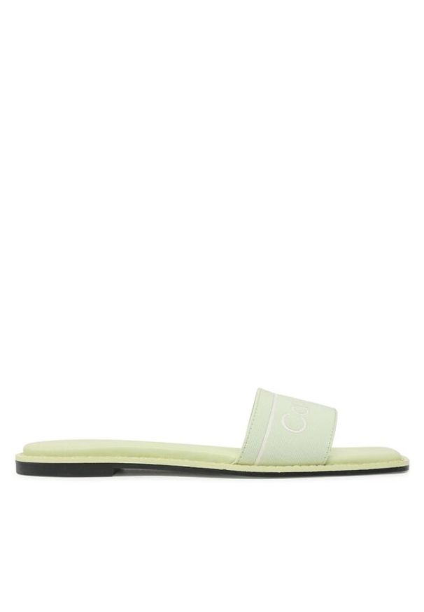 Calvin Klein Klapki Squared Flat Slide He HW0HW00817 Zielony. Kolor: zielony. Materiał: materiał