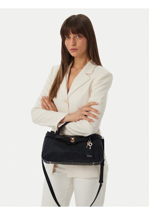 Guess Torebka Ella Logo HWPD97 46050 Czarny. Kolor: czarny. Materiał: skórzane