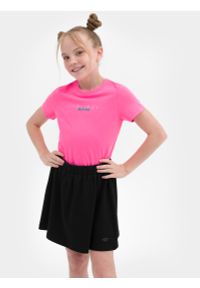 4f - T-shirt z nadrukiem dziewczęcy. Kolor: różowy. Materiał: bawełna. Wzór: nadruk #1