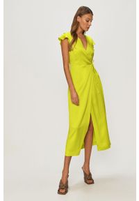 TwinSet - Twinset - Sukienka. Kolor: żółty, zielony, wielokolorowy. Materiał: tkanina, poliester, wiskoza. Długość rękawa: krótki rękaw. Wzór: gładki. Typ sukienki: rozkloszowane. Styl: klasyczny. Długość: maxi #7
