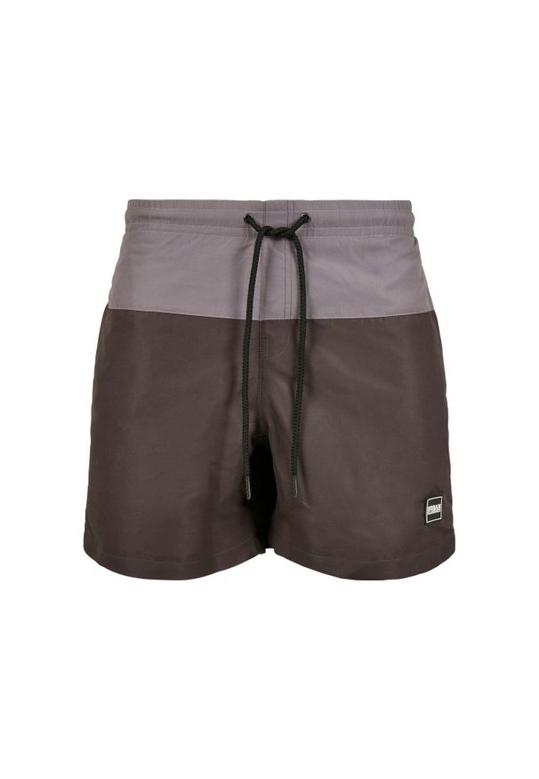 Urban Classics - Męskie Szorty Kąpielowe Block. Kolor: brązowy, zielony, wielokolorowy, szary. Styl: sportowy