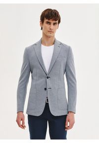 Pako Lorente - PAKO LORENTE - Niebieska marynarka z dzianiny. Kolor: niebieski. Materiał: dzianina. Sezon: wiosna #1