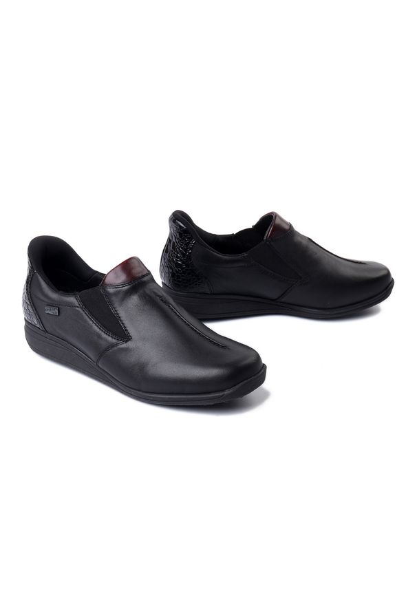 Rieker - RIEKER TEX 47253-00 black, półbuty damskie. Kolor: czarny. Materiał: guma, skóra