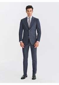 Pako Lorente - PAKO LORENTE – Granatowe spodnie garniturowe. Kolor: niebieski. Materiał: poliester, elastan, wiskoza. Wzór: melanż #4