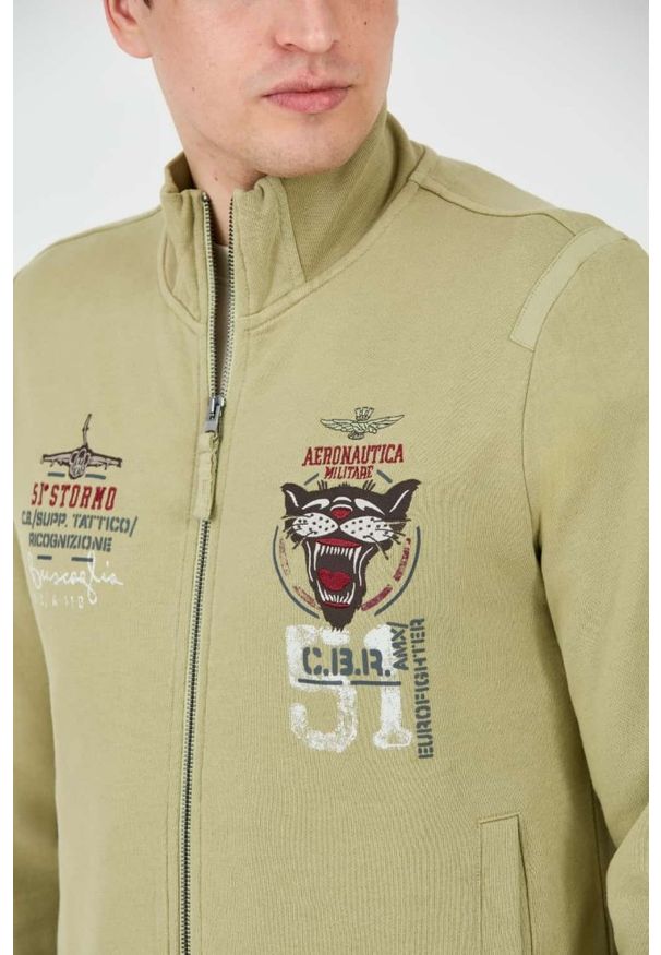 Aeronautica Militare - AERONAUTICA MILITARE Zielona męska bluza Embroidered 51st, Rozmiar M. Kolor: zielony