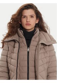 DKNY Płaszcz zimowy DLEMPN46 Beżowy Slim Fit. Kolor: beżowy. Materiał: syntetyk. Sezon: zima