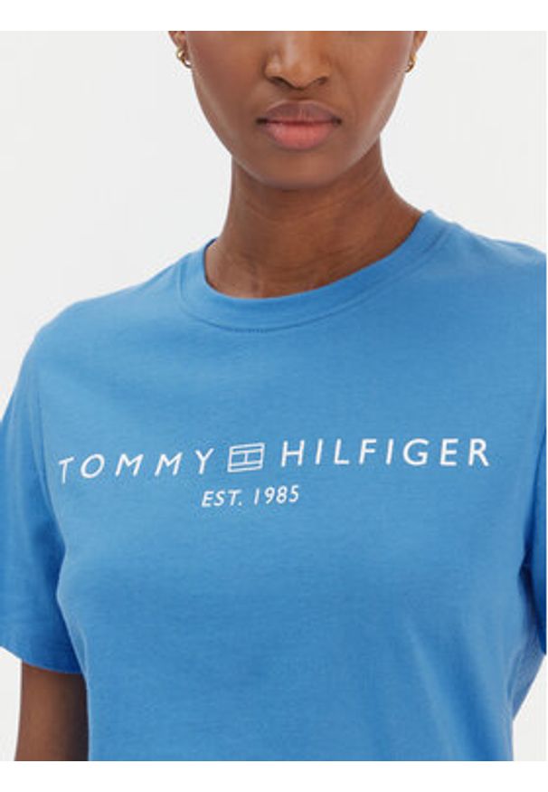 TOMMY HILFIGER - Tommy Hilfiger T-Shirt Logo WW0WW40276 Niebieski Regular Fit. Kolor: niebieski. Materiał: bawełna