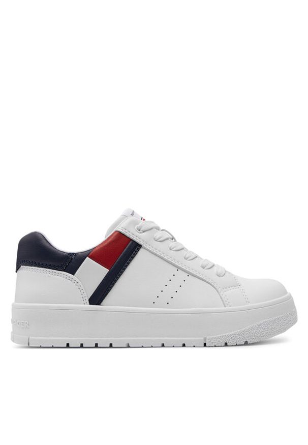 TOMMY HILFIGER - Tommy Hilfiger Sneakersy Flag Low Cut Lace-Up T3X9-33356-1355 S Biały. Kolor: biały