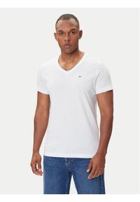 Tommy Jeans T-Shirt DM0DM04410 Biały Regular Fit. Kolor: biały. Materiał: bawełna