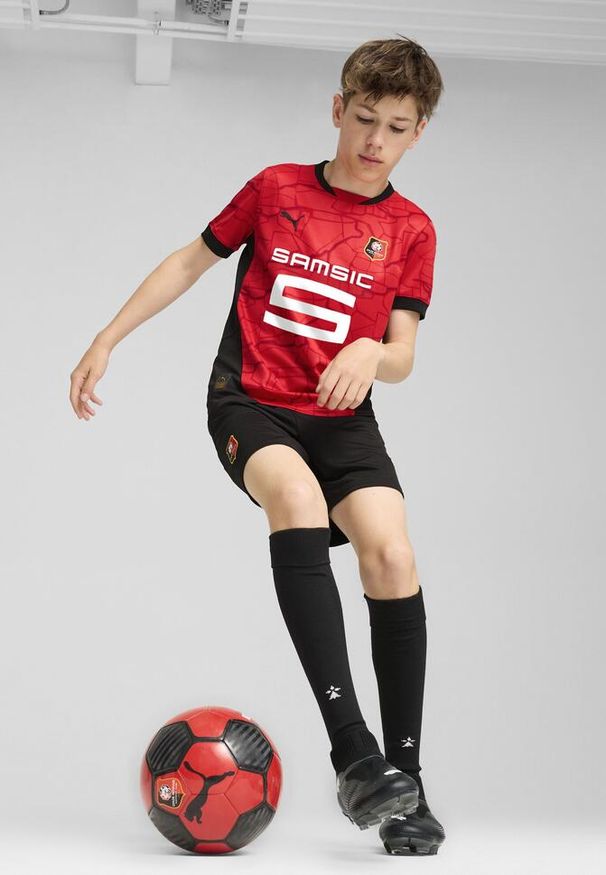Puma - Młodzieżowa koszulka domowa Stade Rennais F.C. 24/25 PUMA Red Black. Kolor: czerwony, wielokolorowy, czarny