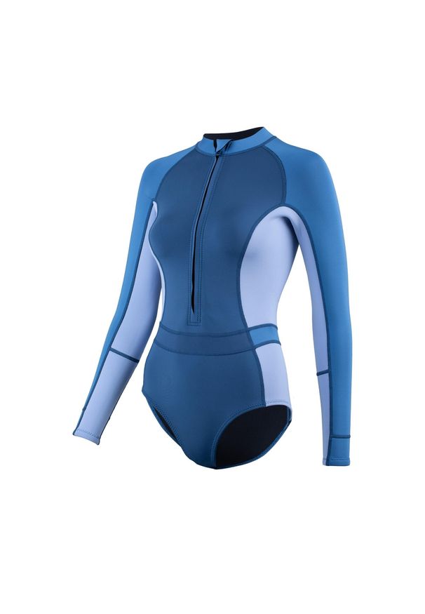 ZONE3 - Krótkie kombinezony triathlonowe z długim rękawem dla kobiet Zone3 Yulex®. Kolor: niebieski, wielokolorowy, biały. Długość: krótkie