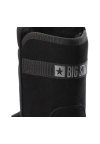 Big-Star - Czarne Śniegowce Big Star Ocieplane Botki Damskie. Okazja: na spacer. Zapięcie: bez zapięcia. Kolor: czarny. Materiał: futro, materiał, puch, syntetyk. Szerokość cholewki: normalna. Sezon: zima. Obcas: na obcasie. Wysokość obcasa: niski #3