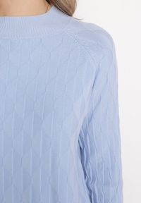 Born2be - Jasnoniebieski Klasyczny Sweter z Półgolfem Nordda. Kolor: niebieski. Materiał: bawełna. Styl: klasyczny #4
