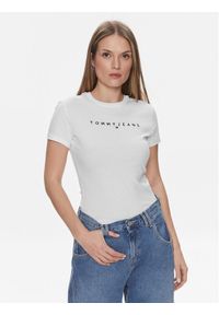 Tommy Jeans T-Shirt Linear DW0DW17361 Biały Slim Fit. Kolor: biały. Materiał: bawełna #1