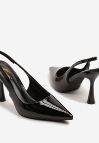 Born2be - Czarne Sandały Szpilki Lakierowane Bez Pięty Tosellea. Okazja: na co dzień. Kolor: czarny. Materiał: lakier. Obcas: na szpilce. Styl: casual, elegancki. Wysokość obcasa: średni #5