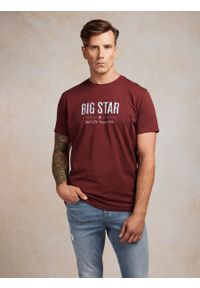 Big-Star - Koszulka męska o klasycznym kroju bordowa Bruno 604. Okazja: na co dzień. Kolor: czerwony. Materiał: jeans, bawełna, materiał. Wzór: nadruk. Styl: klasyczny #3