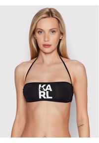 Karl Lagerfeld - KARL LAGERFELD Góra od bikini Printed Logo KL22WTP02 Czarny. Kolor: czarny. Materiał: syntetyk