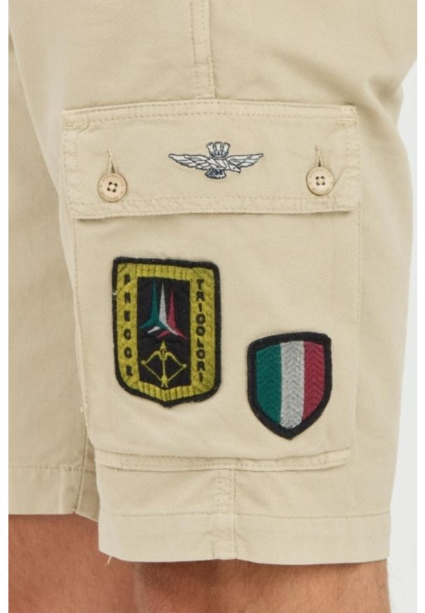 Aeronautica Militare - AERONAUTICA MILITARE Beżowe męskie bermudy Frecce Tricolori, Rozmiar M. Kolor: beżowy