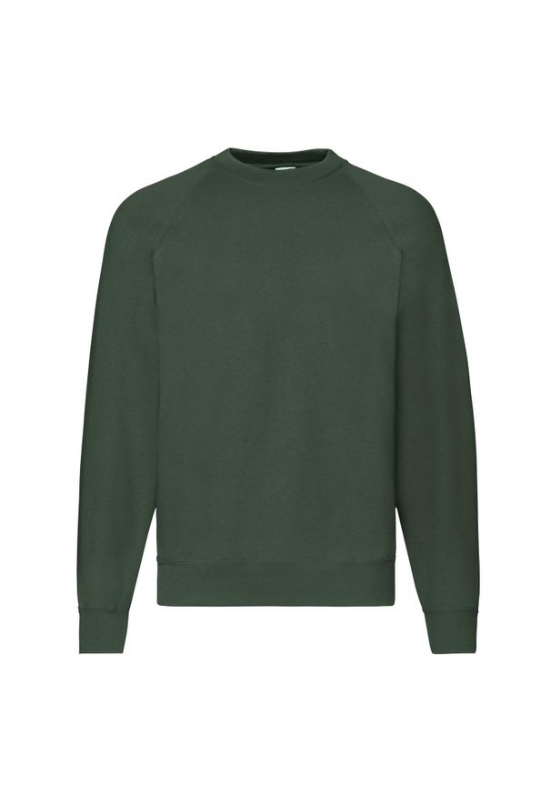 FRUIT OF THE LOOM - Męska Klasyczna Bluza Raglanowa. Kolor: zielony. Długość rękawa: raglanowy rękaw