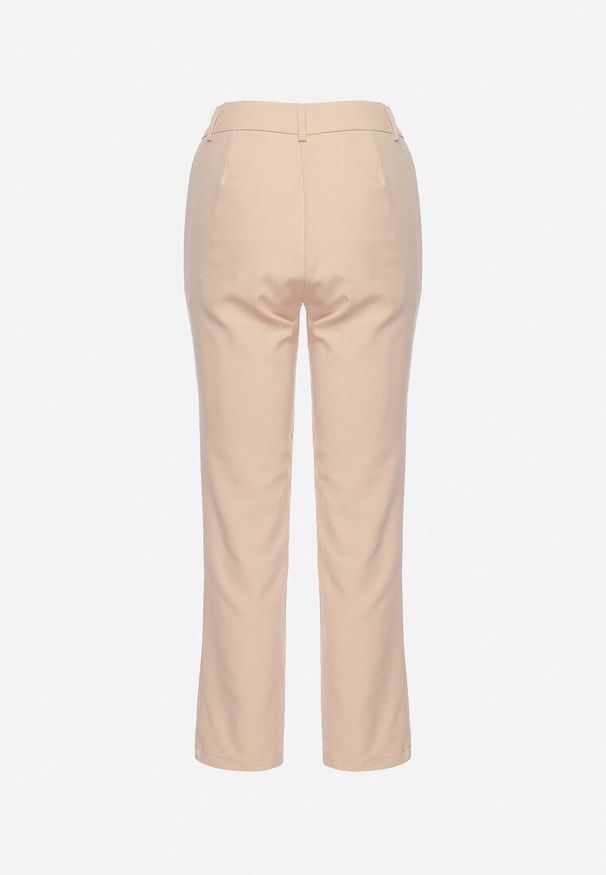Born2be - Jasnobeżowe Garniturowe Spodnie z Wysokim Stanem i Prostymi Nogawkami Liea. Stan: podwyższony. Kolor: beżowy. Materiał: tkanina. Styl: elegancki