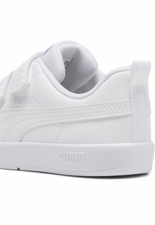 Puma - Dziecięce sneakersy Courtflex V3 PUMA White Silver Mist Gray. Okazja: na co dzień. Kolor: szary, wielokolorowy, biały. Materiał: syntetyk, materiał. Sport: turystyka piesza