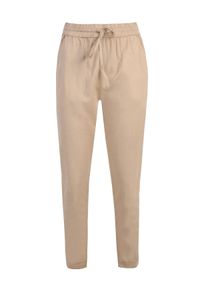 DRYWASH - Spodnie w stylu safari z domieszką lnu wązane w pasie. Kolor: beżowy. Materiał: len #6