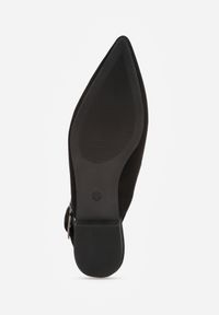 Renee - Czarne Sandały Vices Typu Slingback z Wkładką ze Skóry Naturalnej Rallora. Okazja: na co dzień, na spacer. Zapięcie: sprzączka. Kolor: czarny. Materiał: skóra. Wzór: nadruk. Obcas: na obcasie. Styl: casual, elegancki. Wysokość obcasa: średni #7