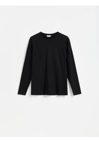 Reserved - Bawełniany longsleeve - czarny. Kolor: czarny. Materiał: bawełna. Długość rękawa: długi rękaw #1