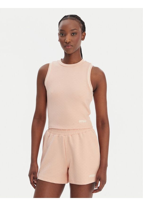 Guess Top V6GP17 K3215 Pomarańczowy Regular Fit. Kolor: pomarańczowy. Materiał: syntetyk