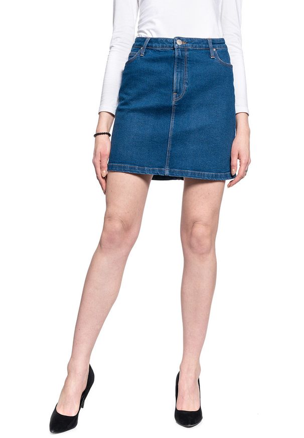 Lee - LEE A LINE ZIP SKIRT DAMSKA SPÓDNICA JEANSOWA L38FLTYM. Materiał: jeans