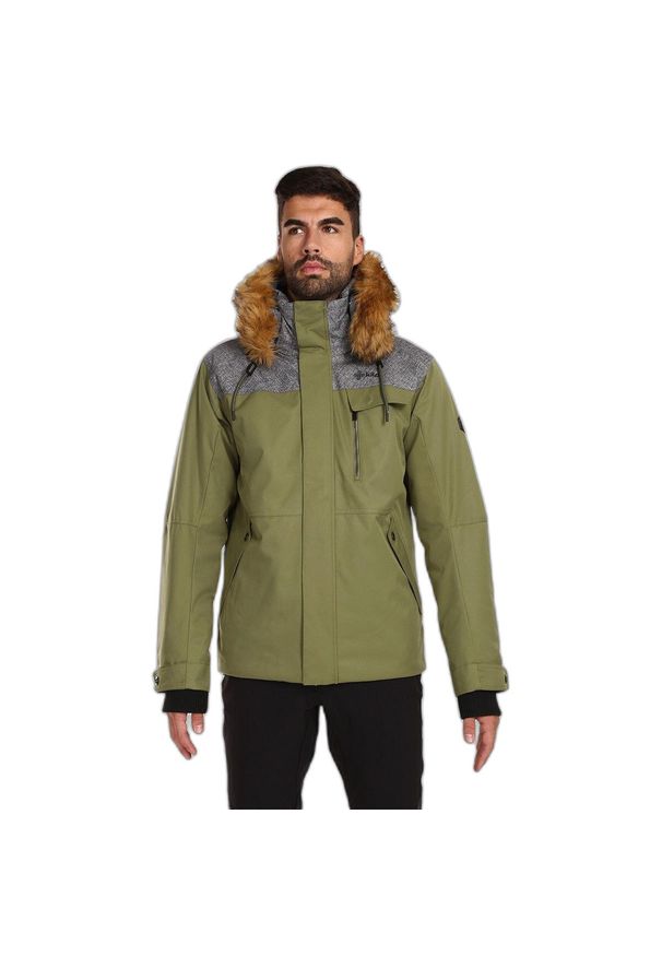 Kurtka Kilpi Alpha. Kolor: zielony. Materiał: materiał, puch. Sezon: zima. Sport: turystyka piesza