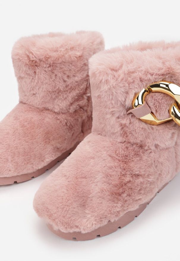 Renee - Różowe Śniegowce Dephare. Wysokość cholewki: za kostkę. Kolor: różowy. Materiał: futro, materiał. Szerokość cholewki: normalna