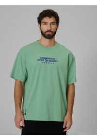 4f - 4F T-shirt loose z nadrukiem męski - miętowy M. Okazja: na co dzień. Kolor: turkusowy. Materiał: materiał. Wzór: nadruk. Styl: casual, klasyczny #1