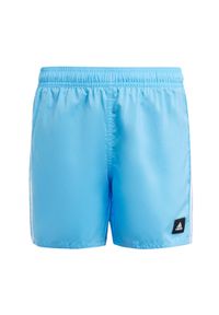 Adidas - 3-Stripes Swim Shorts. Kolor: niebieski. Materiał: materiał