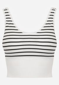 Renee - Biało-Czarny Tank Top z Prążkowanego Materiału w Print w Paski Sesarila. Okazja: na co dzień. Kolor: biały. Materiał: materiał, prążkowany. Wzór: nadruk, paski. Styl: elegancki, klasyczny, casual #2
