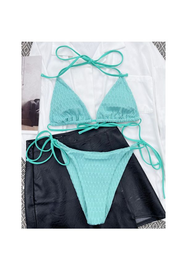 Intica - Bikini z wiązaniem na plażę i basen Folkea. Kolor: zielony. Materiał: materiał