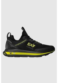 EA7 Emporio Armani - EA7 Czarne sneakersy z zielonymi elementami. Kolor: czarny #4