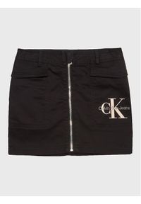 Calvin Klein Jeans Spódnica Monogram Off Placed IG0IG01824 Czarny Regular Fit. Kolor: czarny. Materiał: bawełna