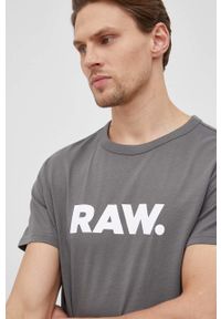 G-Star RAW - G-Star Raw - T-shirt. Okazja: na co dzień. Kolor: zielony. Materiał: dzianina. Wzór: nadruk. Styl: casual