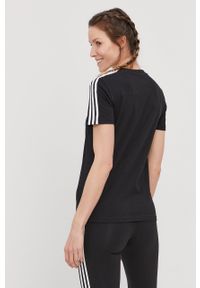 Adidas - adidas T-shirt damski kolor czarny. Okazja: na co dzień. Kolor: czarny. Wzór: aplikacja. Styl: casual