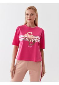 Guess T-Shirt V3YI11 I3Z14 Różowy Regular Fit. Kolor: różowy. Materiał: bawełna